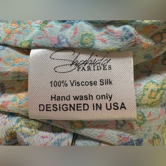 Shahida Parides‎ silk viscose strapless jumpsuit blue green pattern bohemian S/M - Picture 10 of 11